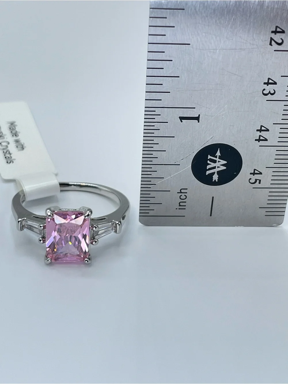 Swarovski Crystals Elements Pink Crystal Solitaire Glam Cocktail Ring Sz 10